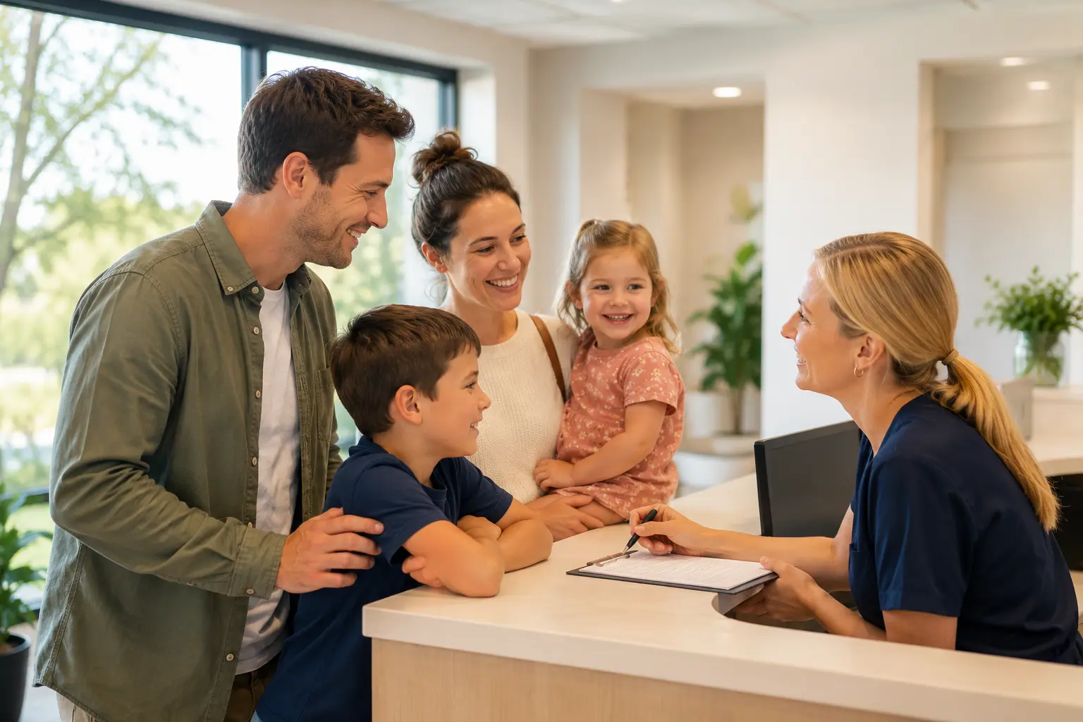 Registered nurse with a community member in a warm, coastal rural setting at Kawakawa Bay